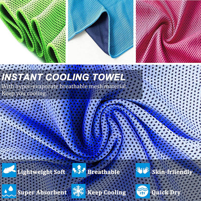 4 Pack Cooling Towel (47"X12") Ice Cool for Neck, Microfiber Soft Breathable Chilly Towels for Yoga, Sports, Golf, Gym, Camping, Running, Fitness, Workout & More Activities